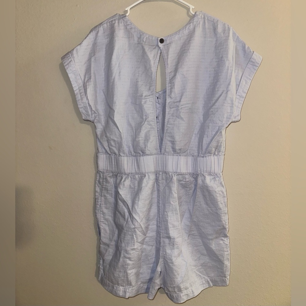Patagonia Women's Organic Cotton Gauze Romper Beluga Blue Size M Tie Open Back‎ - Picture 3 of 7